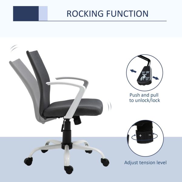 Office Chair Linen Swivel Computer Desk Chair Home Study Task Chair, Dark Grey - Image 5