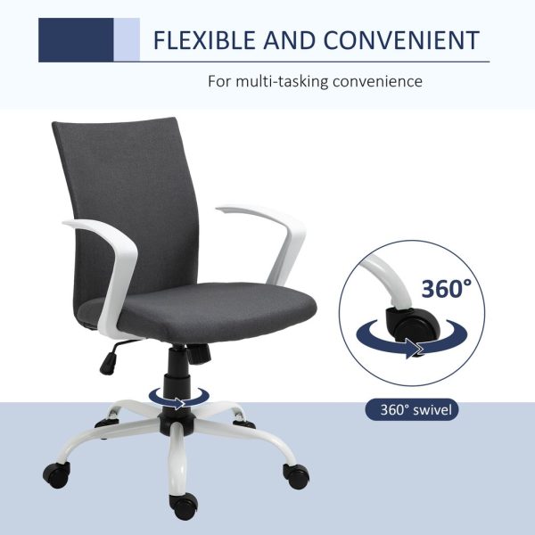 Office Chair Linen Swivel Computer Desk Chair Home Study Task Chair, Dark Grey - Image 6