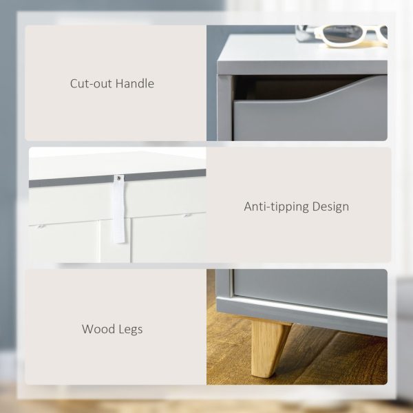 Chest of Drawers 3-Drawer Dresser Storage Cabinet with Solid Wood Legs Grey - Image 6