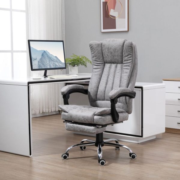 6-Point Vibrating Massage Office Chair w/ Microfibre Upholstery Arms Grey - Image 2