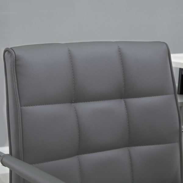 Mid Back PU Leather Home Office Chair Swivel Desk Chair with Arm, Wheel, Grey - Image 8