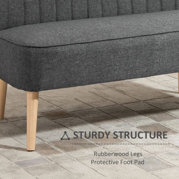Modern Double Seat Sofa Loveseat Couch Padded Linen Wood Legs, Grey - Image 5