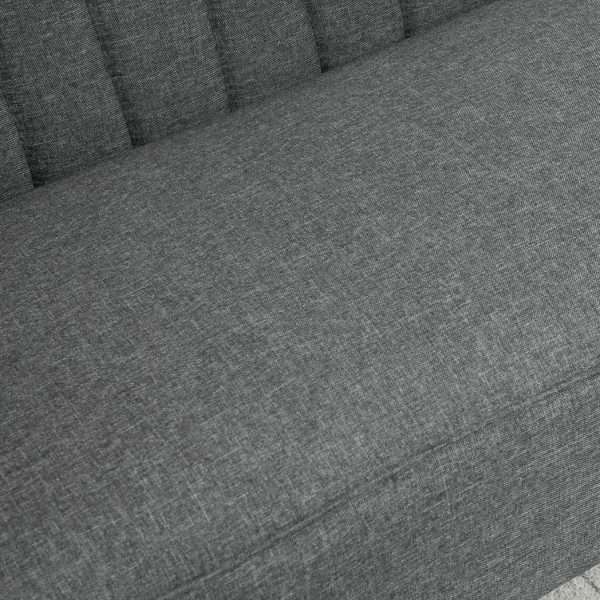 Modern Double Seat Sofa Loveseat Couch Padded Linen Wood Legs, Grey - Image 8