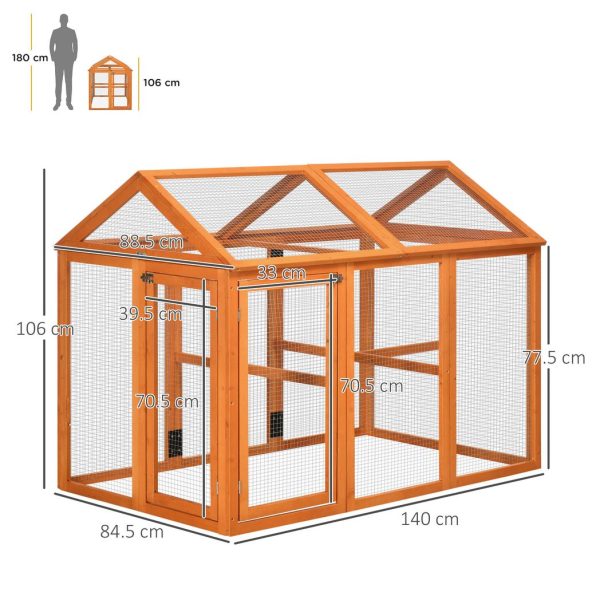 PawHut Chicken Run, Wooden Chicken Coop w/ Combinable Design - Orange - Image 3