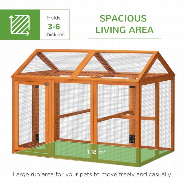 PawHut Chicken Run, Wooden Chicken Coop w/ Combinable Design - Orange - Image 4