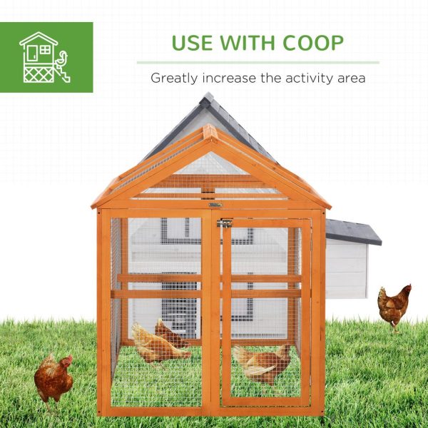 PawHut Chicken Run, Wooden Chicken Coop w/ Combinable Design - Orange - Image 6