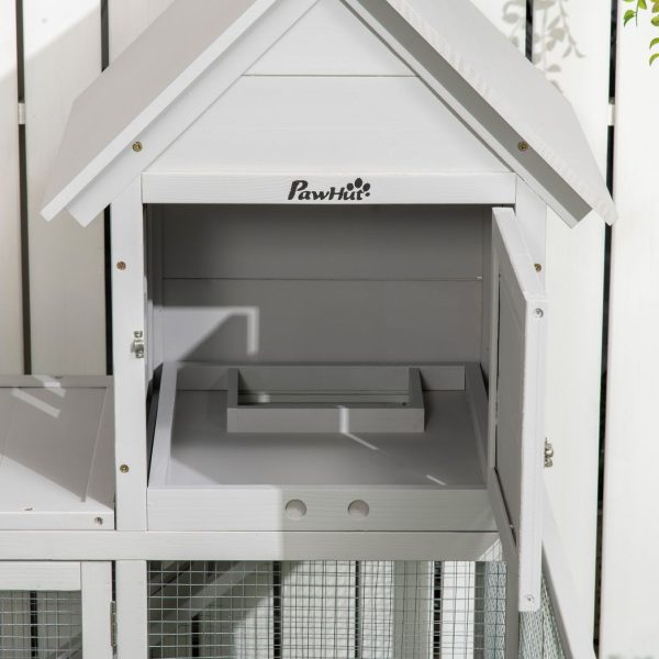 PawHut Rabbit Hutch Guinea Pig Cage w/ Slide-Out Tray, Fenced Area - Image 8