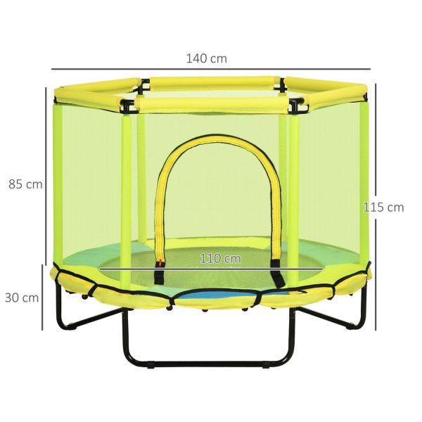 ZONEKIZ 4.6 FT Trampoline with Enclosure Net Bungee Gym, Yellow - Image 3