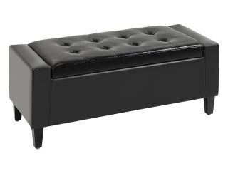 Deluxe PU Leather Storage Ottoman Bench Footrest Stool Large Storage Space