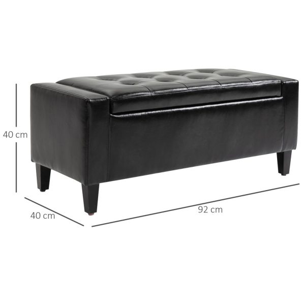Deluxe PU Leather Storage Ottoman Bench Footrest Stool Large Storage Space - Image 3