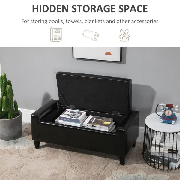 Deluxe PU Leather Storage Ottoman Bench Footrest Stool Large Storage Space - Image 4
