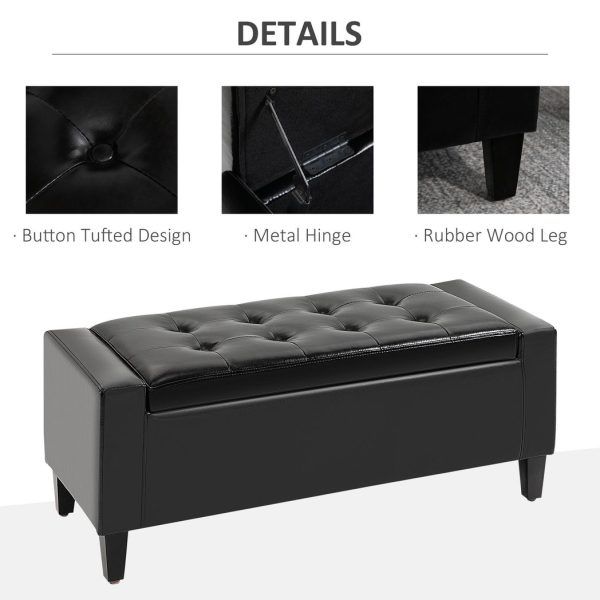 Deluxe PU Leather Storage Ottoman Bench Footrest Stool Large Storage Space - Image 5
