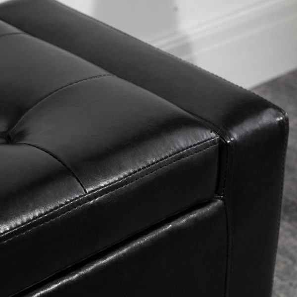 Deluxe PU Leather Storage Ottoman Bench Footrest Stool Large Storage Space - Image 7