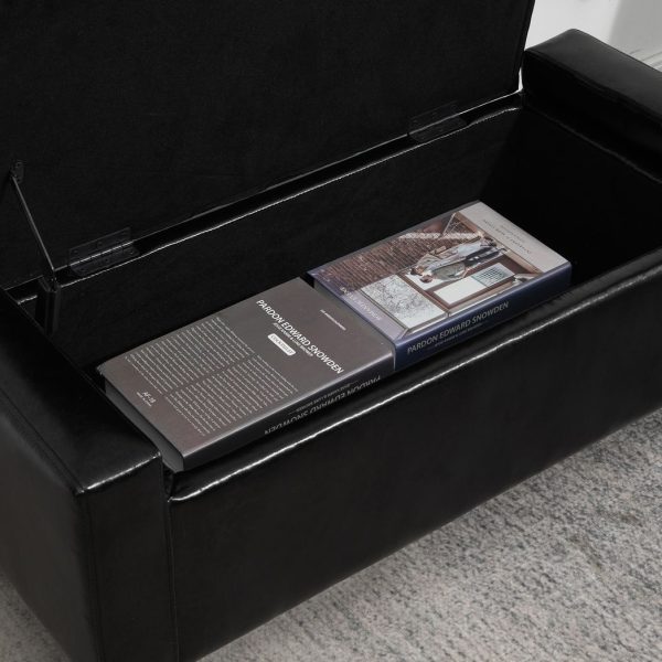 Deluxe PU Leather Storage Ottoman Bench Footrest Stool Large Storage Space - Image 8