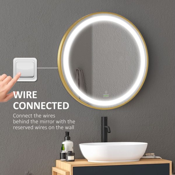 LED Bathroom Mirror Wall Mounted Round Vanity Mirror w/ Lights, Time Display - Image 7