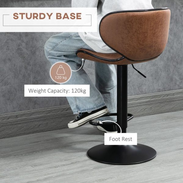 Vintage Bar Stool Set of 2 Microfiber Cloth Adjustable Height Armless Chairs - Image 6