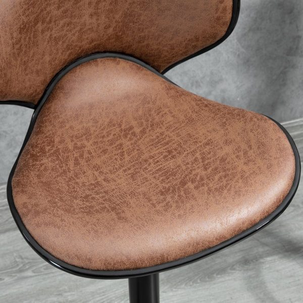 Vintage Bar Stool Set of 2 Microfiber Cloth Adjustable Height Armless Chairs - Image 7