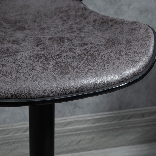 Vintage Bar Stool Set of 2 PU Leather Adjustable Height Armless Chairs - Image 8