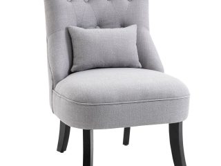 Fabric Single Sofa Dining Chair Upholstered W/ Pillow Solid Wood Leg Living Room