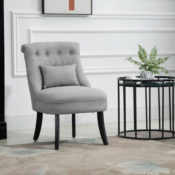 Fabric Single Sofa Dining Chair Upholstered W/ Pillow Solid Wood Leg Living Room - Image 2