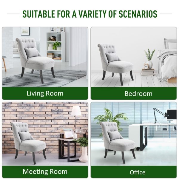 Fabric Single Sofa Dining Chair Upholstered W/ Pillow Solid Wood Leg Living Room - Image 5