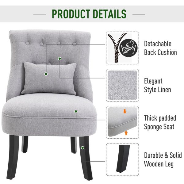 Fabric Single Sofa Dining Chair Upholstered W/ Pillow Solid Wood Leg Living Room - Image 6