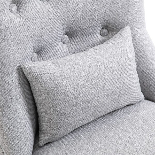 Fabric Single Sofa Dining Chair Upholstered W/ Pillow Solid Wood Leg Living Room - Image 8