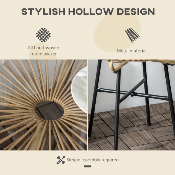 Rattan Side Table with Round PE Rattan and Tempered Glass Table Top - Image 5