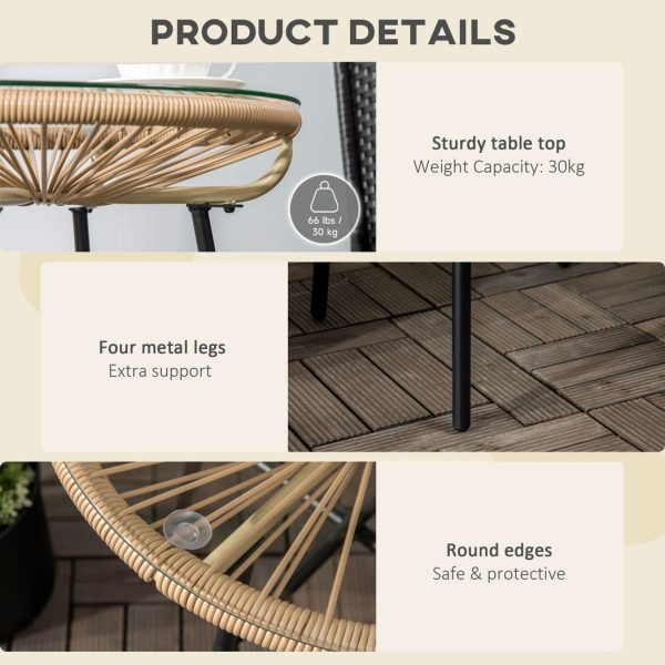 Rattan Side Table with Round PE Rattan and Tempered Glass Table Top - Image 6