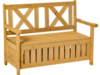 2-Seater Garden Storage Bench for Patio Wood Porch Decor Outdoor Seating