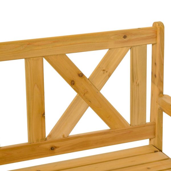 2-Seater Garden Storage Bench for Patio Wood Porch Decor Outdoor Seating - Image 8