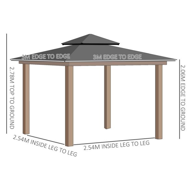 3 x 3 (m) Polycarbonate Gazebo, Hard Top Gazebo with Nettings & Curtains - Image 3