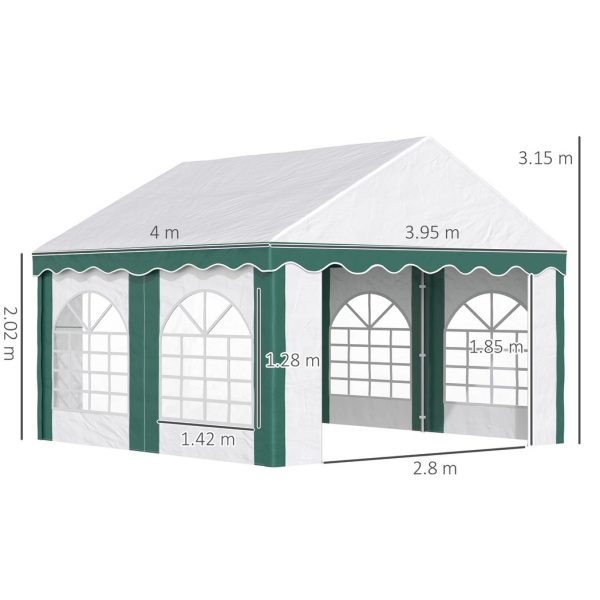 4 x 4m Marquee Gazebo, Party Tent with Double Doors for Wedding and Events - Image 3