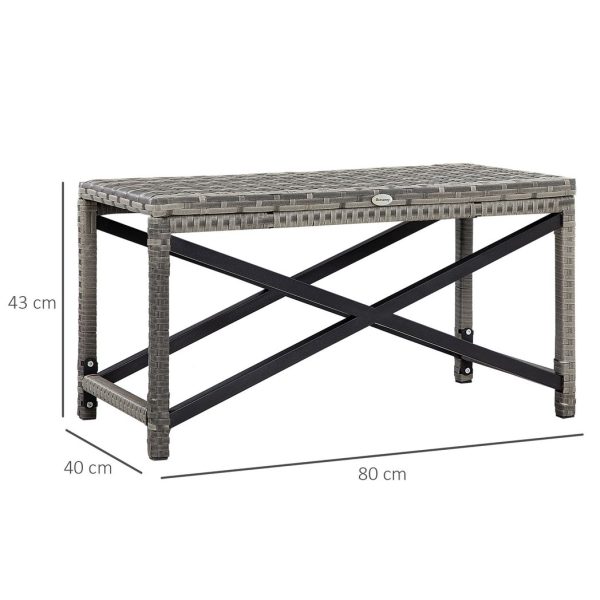 PE Wicker Outdoor Coffee Table w/ Plastic Board Under the Full Woven Table Top - Image 3