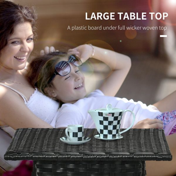 PE Rattan Outdoor Coffee Table, Rattan Side Table for Patio, Garden, Black - Image 5