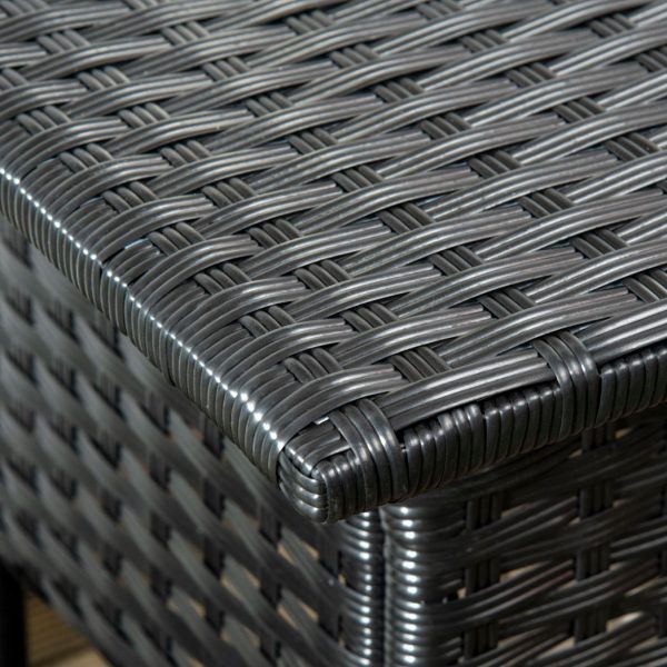 PE Rattan Outdoor Coffee Table, Rattan Side Table for Patio, Garden, Black - Image 8
