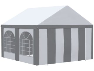 4 x 4m Party Tent, Marquee Gazebo with Sides, Four Windows and Double Doors