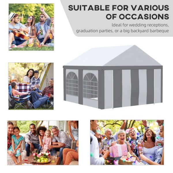 4 x 4m Party Tent, Marquee Gazebo with Sides, Four Windows and Double Doors - Image 4