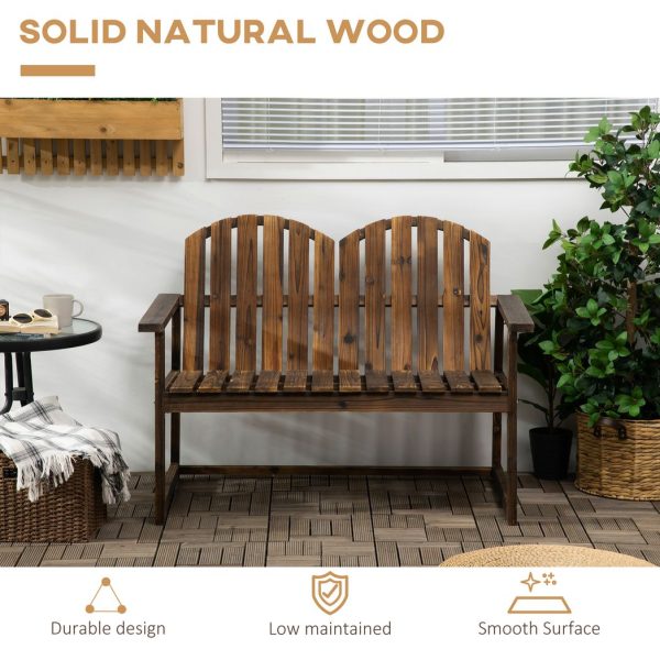 Outdoor Wooden Bench for Two People, Patio Loveseat Chair with Slatted Backrest - Image 6