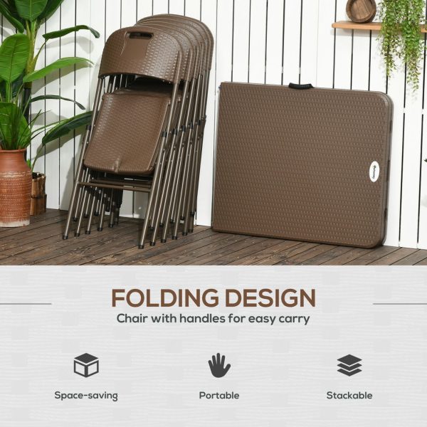 7 PCs HDPE Molding Design Resin Rattan Dining Set, Foldable Table & Chairs - Image 5