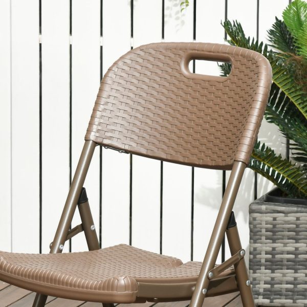 7 PCs HDPE Molding Design Resin Rattan Dining Set, Foldable Table & Chairs - Image 8