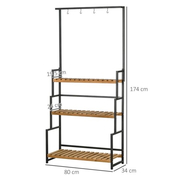 3 Tiered Plant Stand Rack with Hanging Hooks for Indoor Outdoor Decoration - Image 3