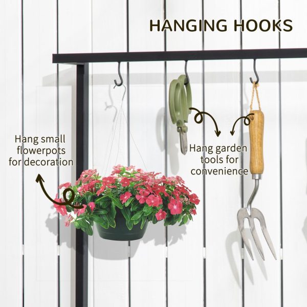 3 Tiered Plant Stand Rack with Hanging Hooks for Indoor Outdoor Decoration - Image 5