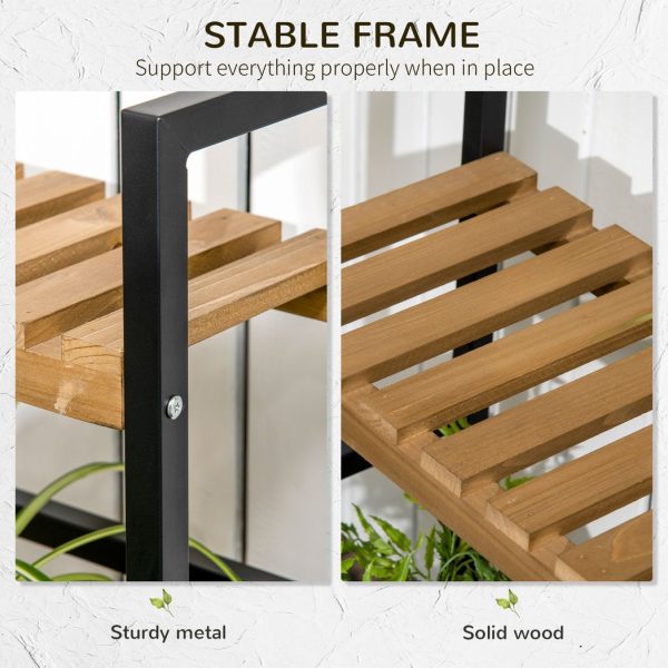 3 Tiered Plant Stand Rack with Hanging Hooks for Indoor Outdoor Decoration - Image 6