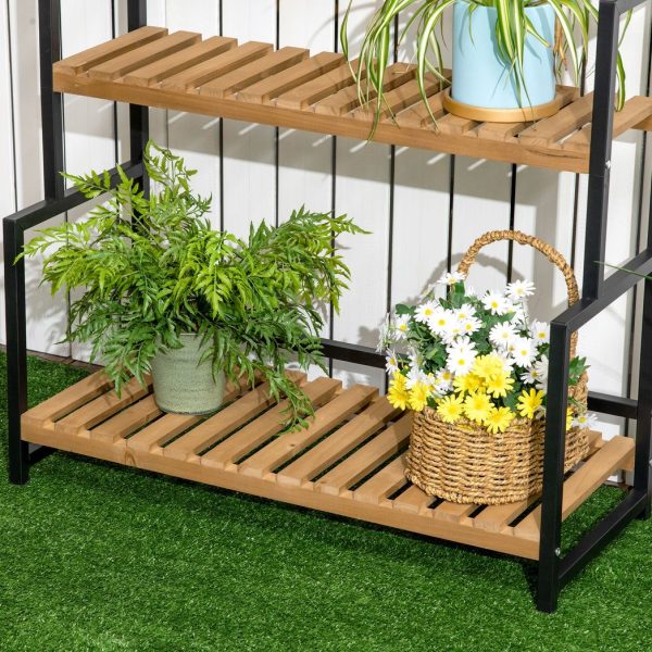 3 Tiered Plant Stand Rack with Hanging Hooks for Indoor Outdoor Decoration - Image 8