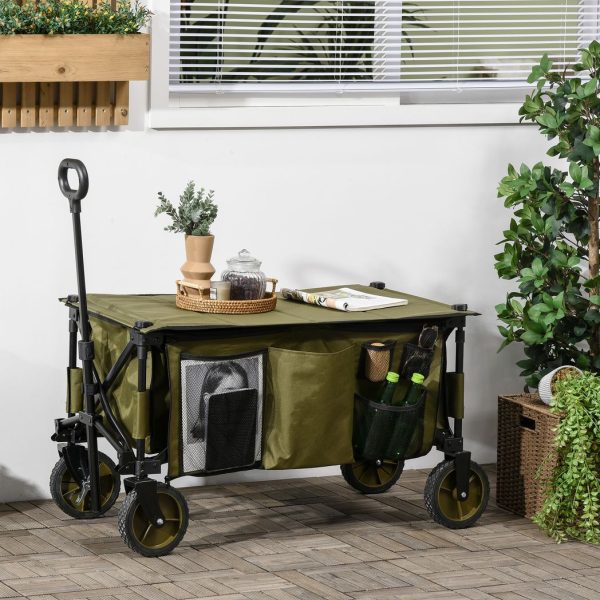 Folding Garden Trolley Collapsible Camping Trolley Steel with Folding Board - Image 2