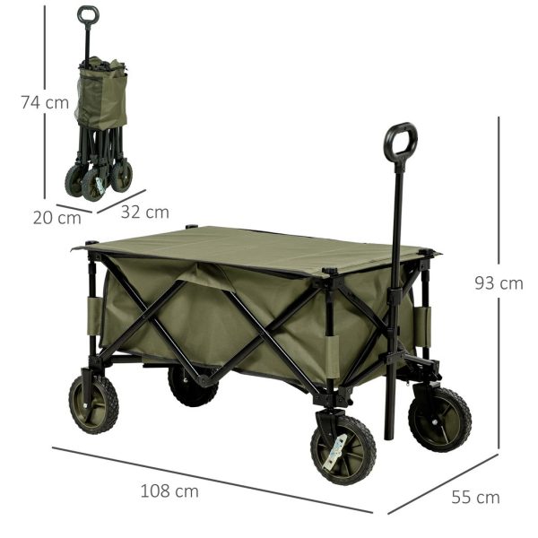 Folding Garden Trolley Collapsible Camping Trolley Steel with Folding Board - Image 3