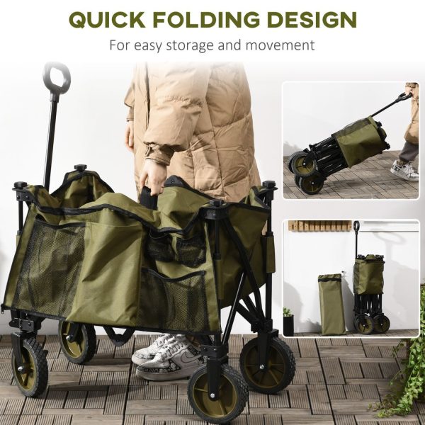 Folding Garden Trolley Collapsible Camping Trolley Steel with Folding Board - Image 5