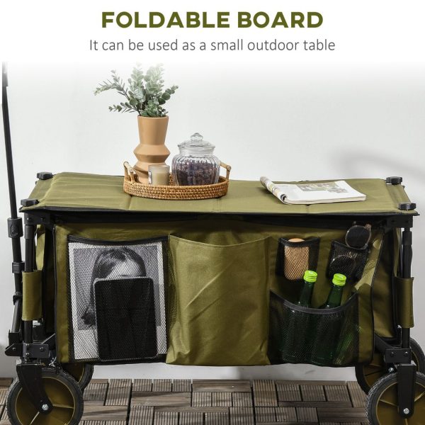 Folding Garden Trolley Collapsible Camping Trolley Steel with Folding Board - Image 7