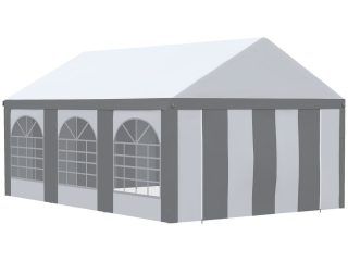 6 x 4m Party Tent, Marquee Gazebo with Sides, Six Windows and Double Doors